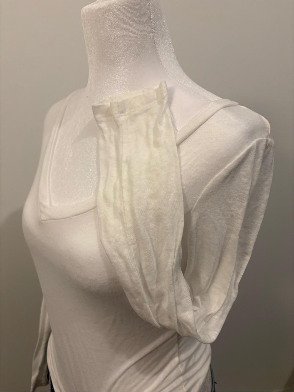 Y2K White Burnout V Neck Long Sleeve Tee Sheer Lightweight Boho Top